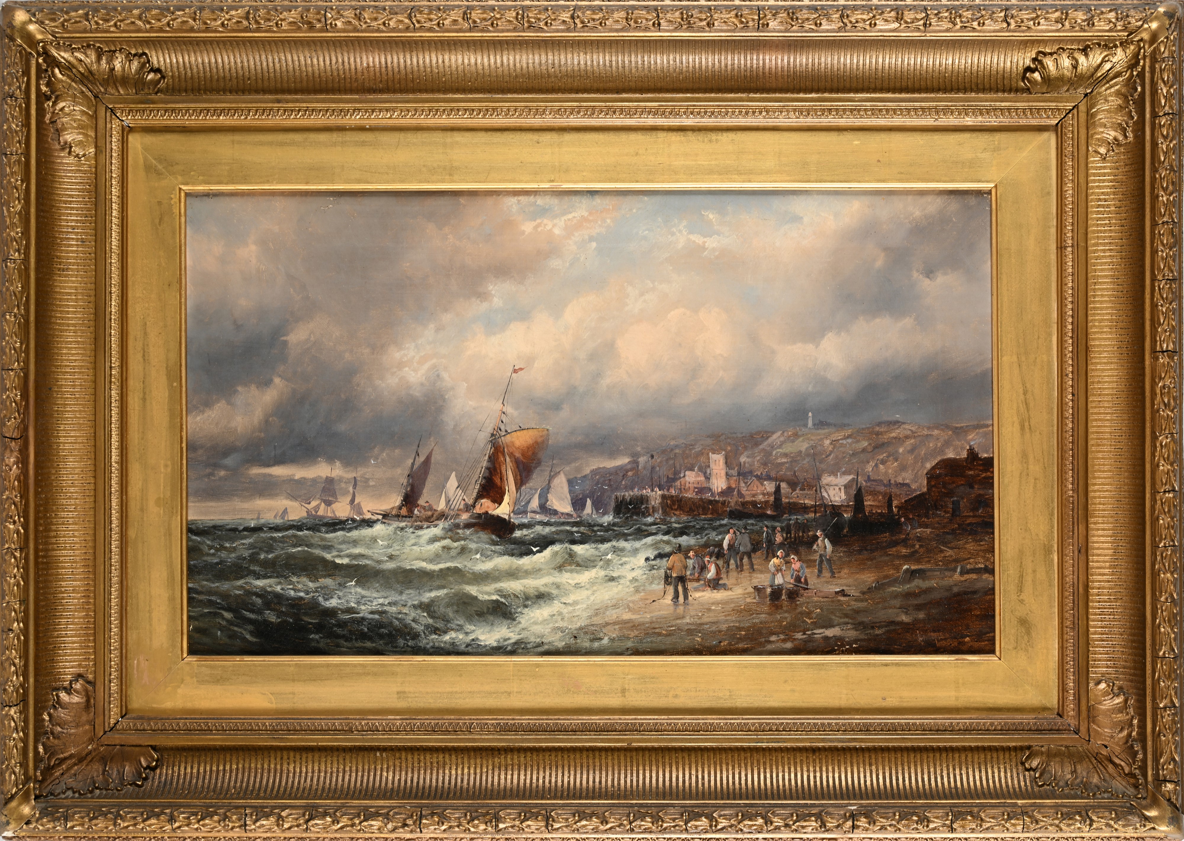 Alfred Montague - Borgo Costiero con Mare in Tempesta