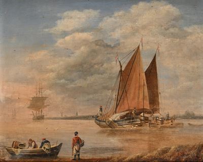 Paesaggio Costiero con Barche e Pescatori