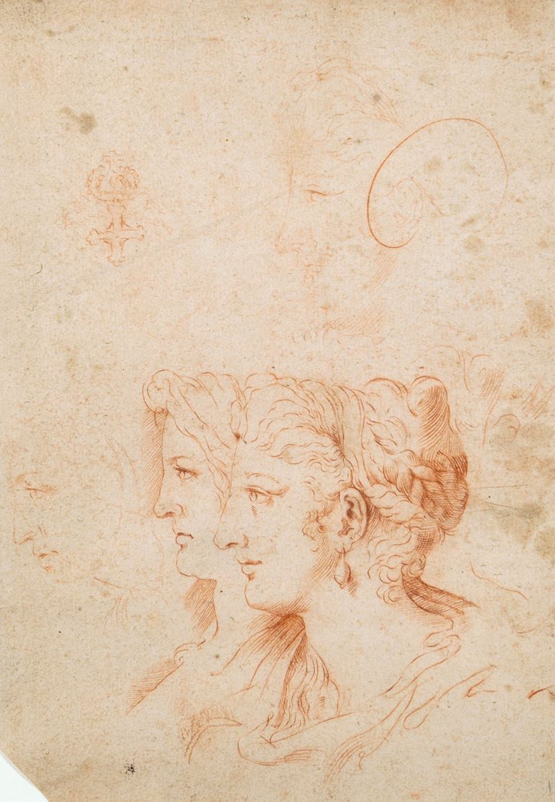 Pittore Accademico degli Inizi del XIX Secolo - Studi di Due Teste Femminili
