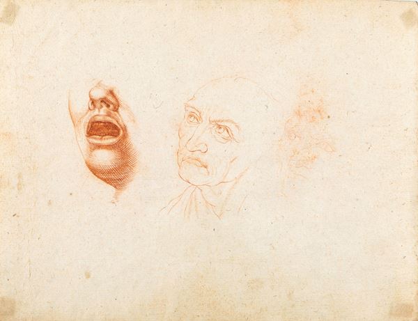 Recto: Studi di volti, Verso: Studio di due profili femminili