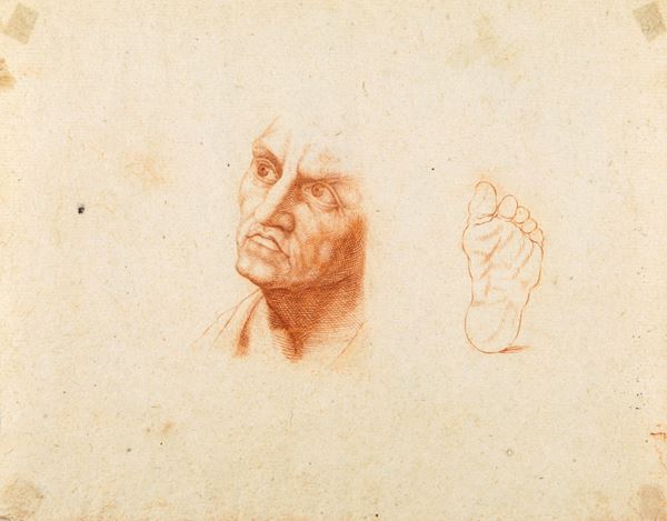 Verso: Studio di volto e piede, Verso: Studi di piedi
