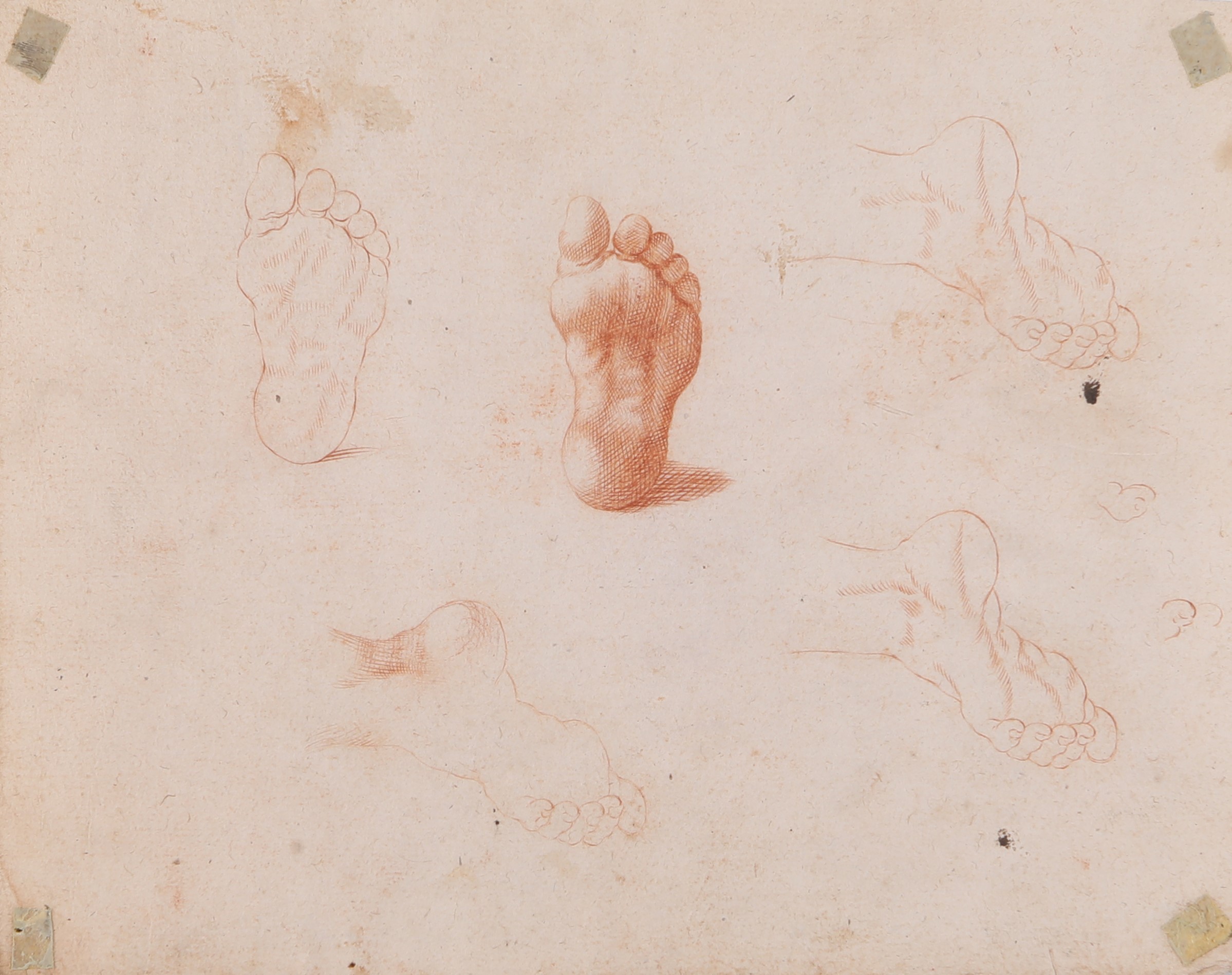 Pittore Accademico degli Inizi del XIX Secolo - Verso: Studio di Volto e Piede, Verso: Studi di P...
