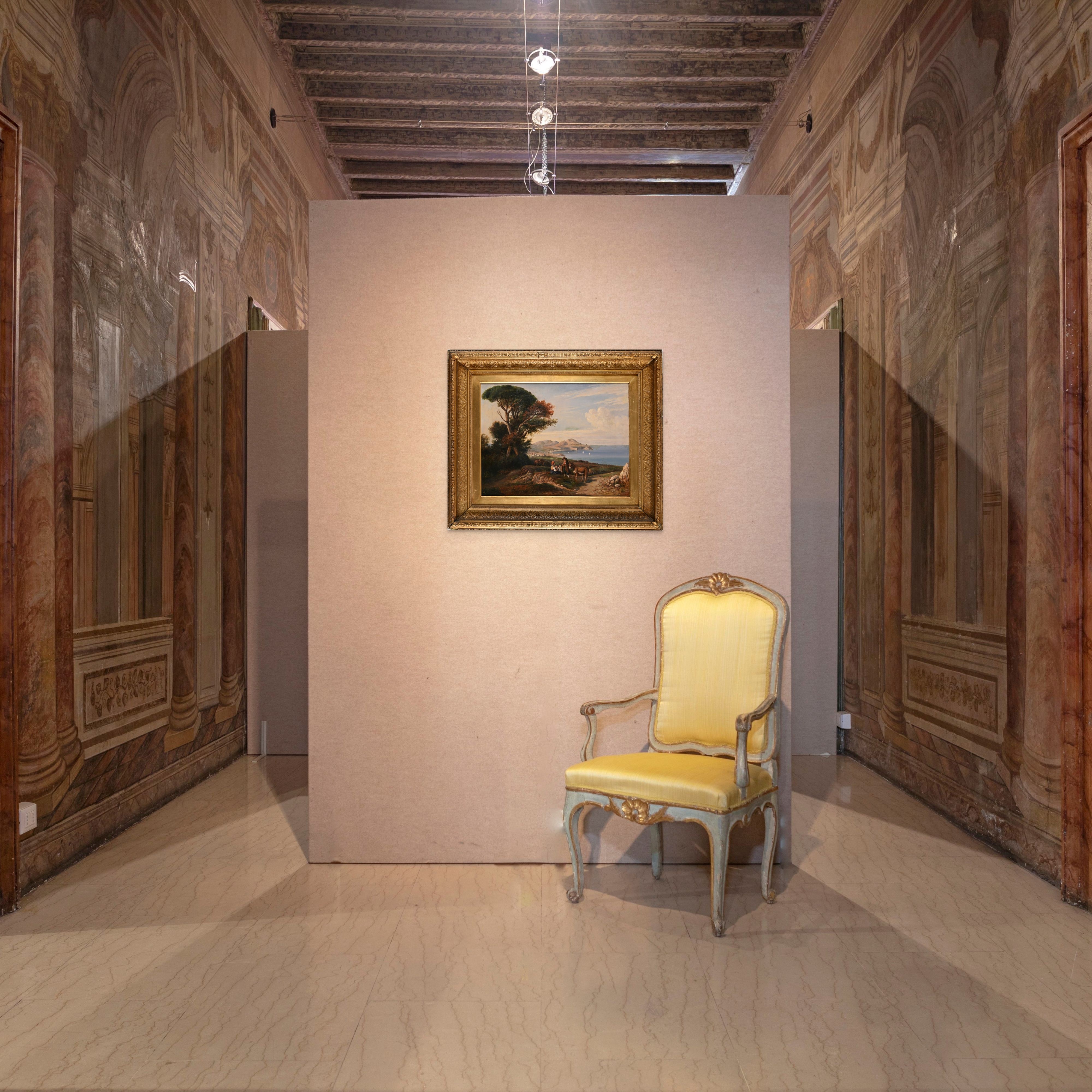 Consalvo Carelli - Panorama della Costiera con Famiglia di Contadini in Sosta