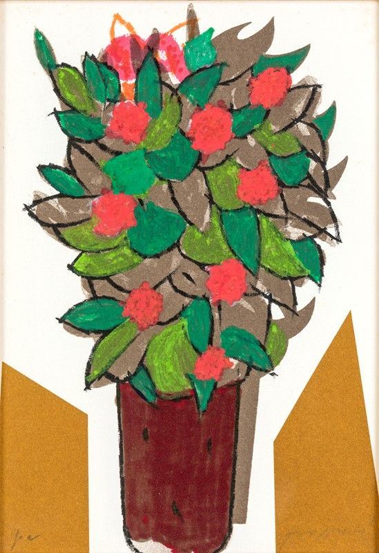 Concetto Pozzati - Litografia Ritoccata a Mano, CM 20x24