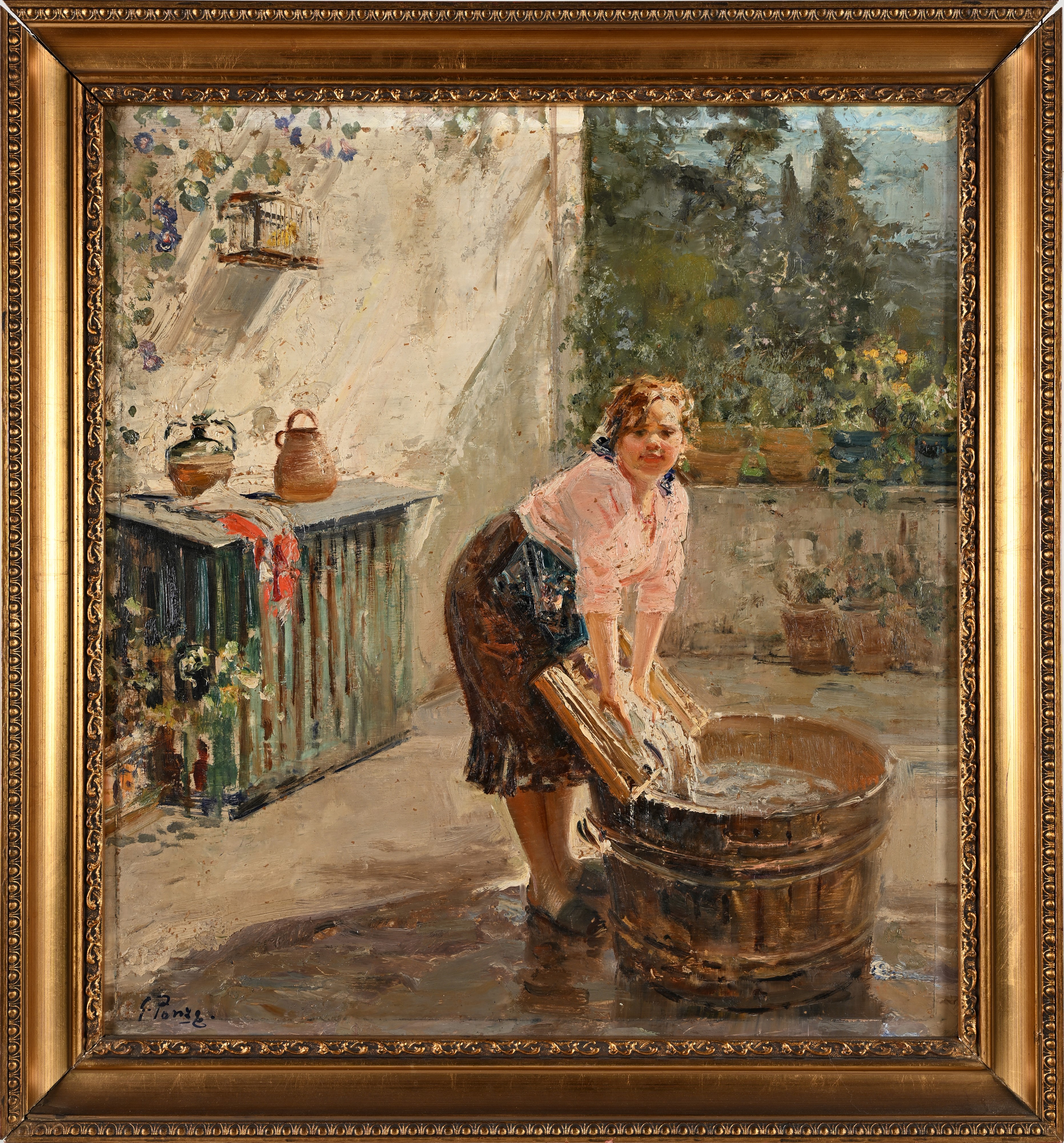 Giovanni Panza - Giovane Lavandaia in Terrazza