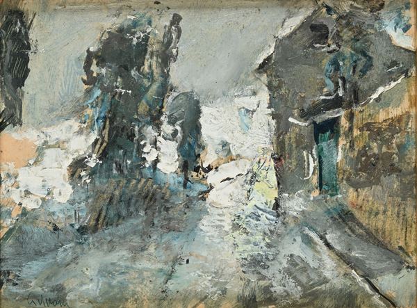 Strada in un paese innevato	