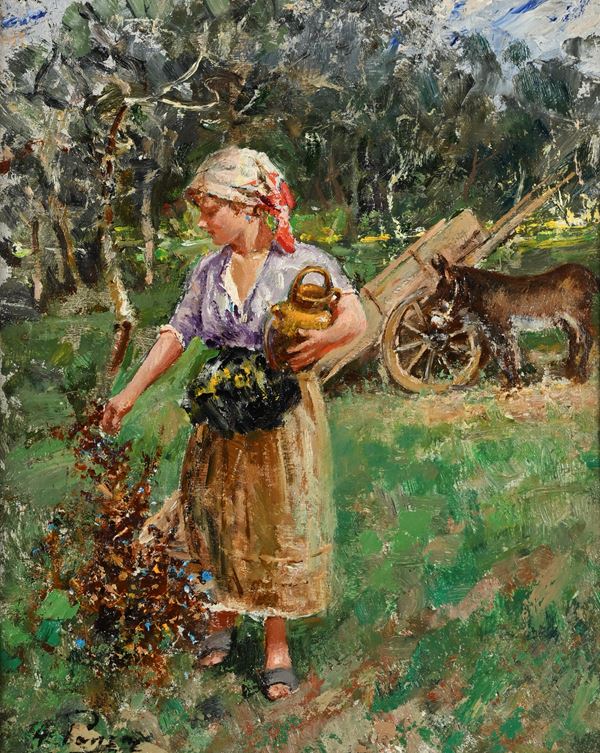 Giovane contadinella in campagna