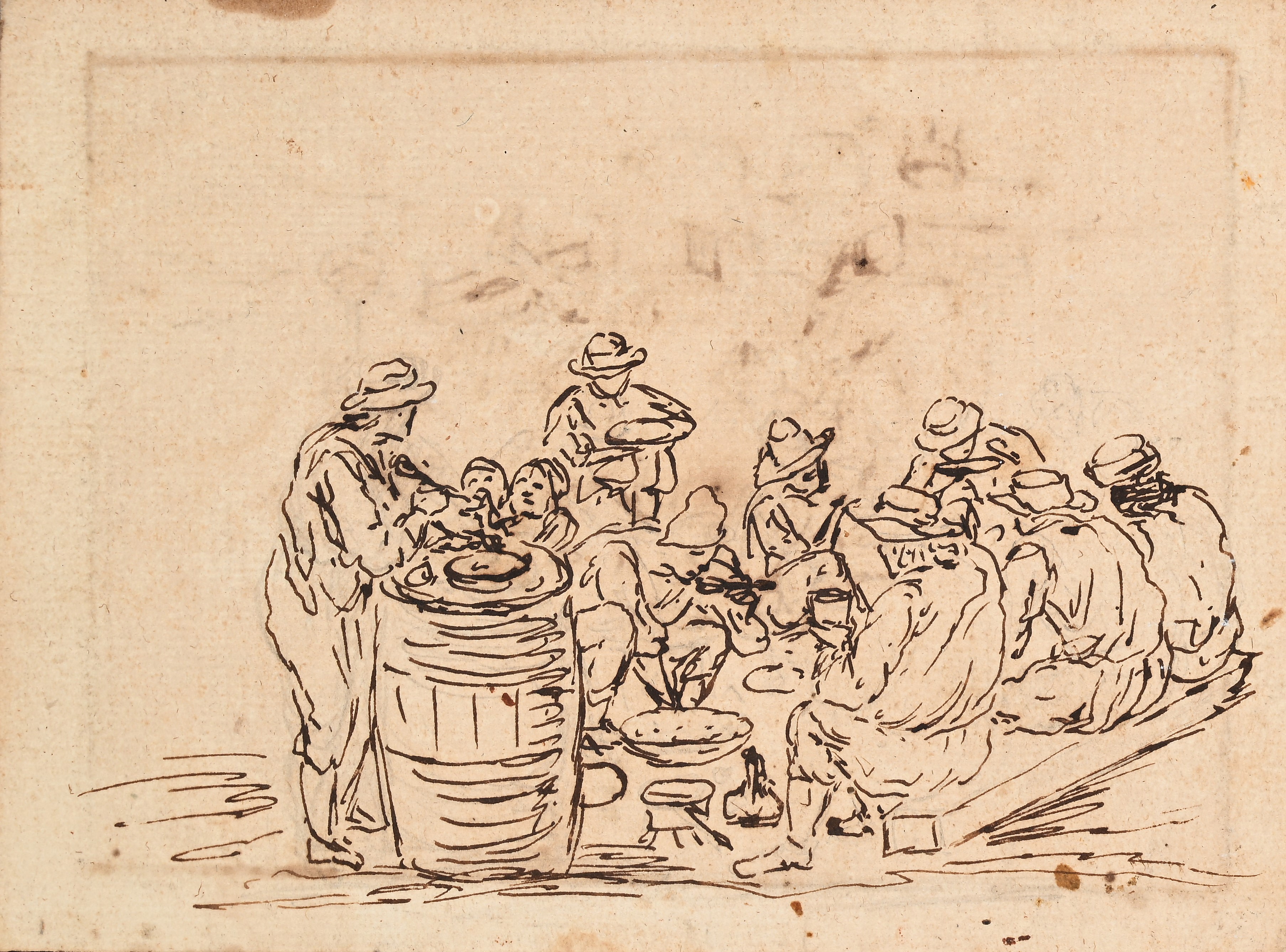 Verso: Scena di osteria - Recto: Pranzo all'osteria