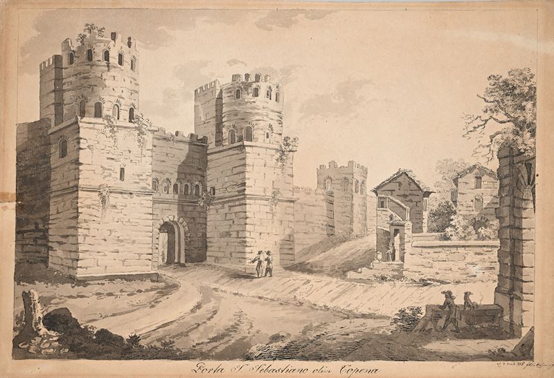 Scuola Tedesca del XIX Secolo - Veduta della Porta San Sebastiano