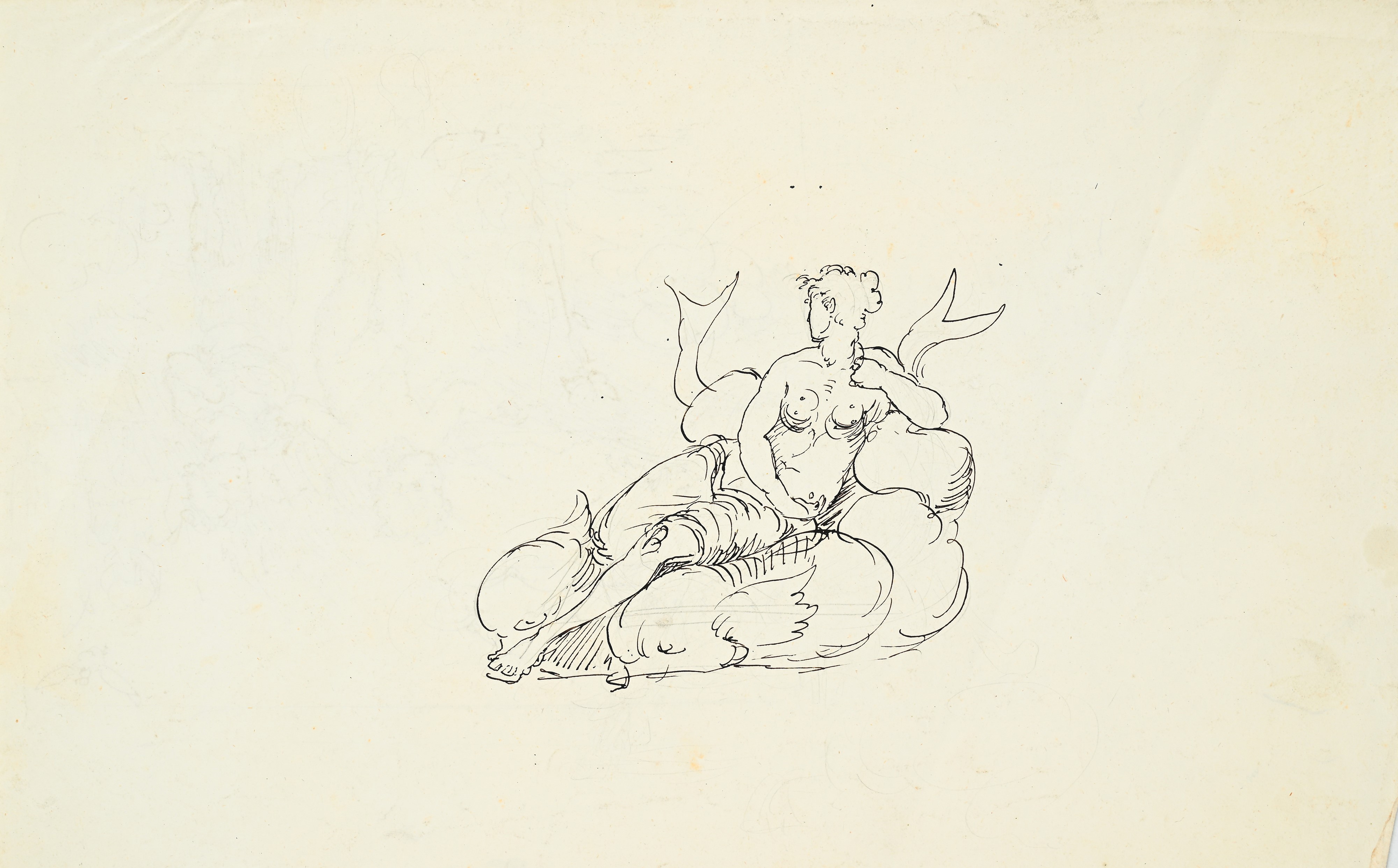Scuola Lombarda del XIX Secolo - Recto: Studi di Putto - Verso: Studio di Nudo Femminile