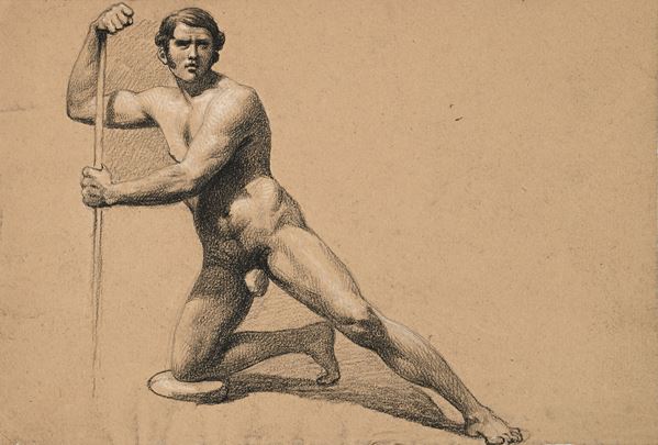 Studio di nudo maschile sdraiato