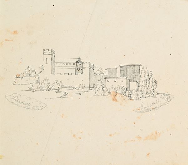 Studio per incisione raffigurante una città 