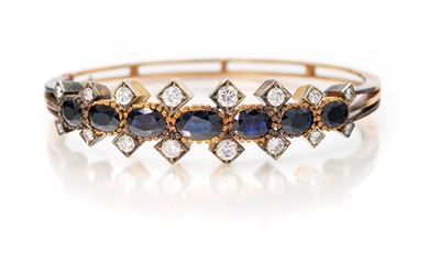 Bracciale Rigido in Oro, Zaffiri e Brillanti