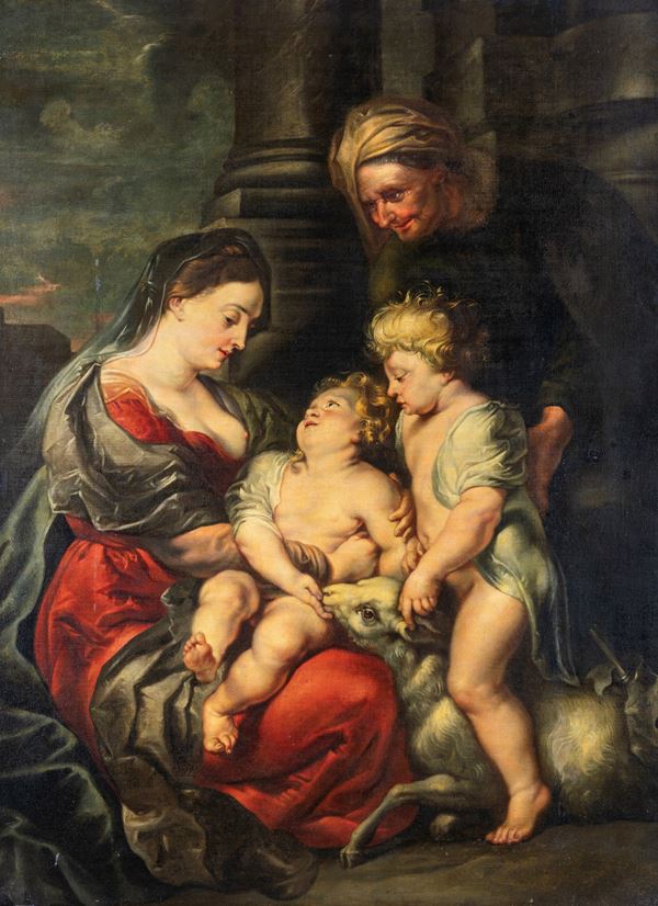 Erasmus  Quellinus il Giovane - Madonna con Bambino, San Giovannino e Santa Elisabetta
