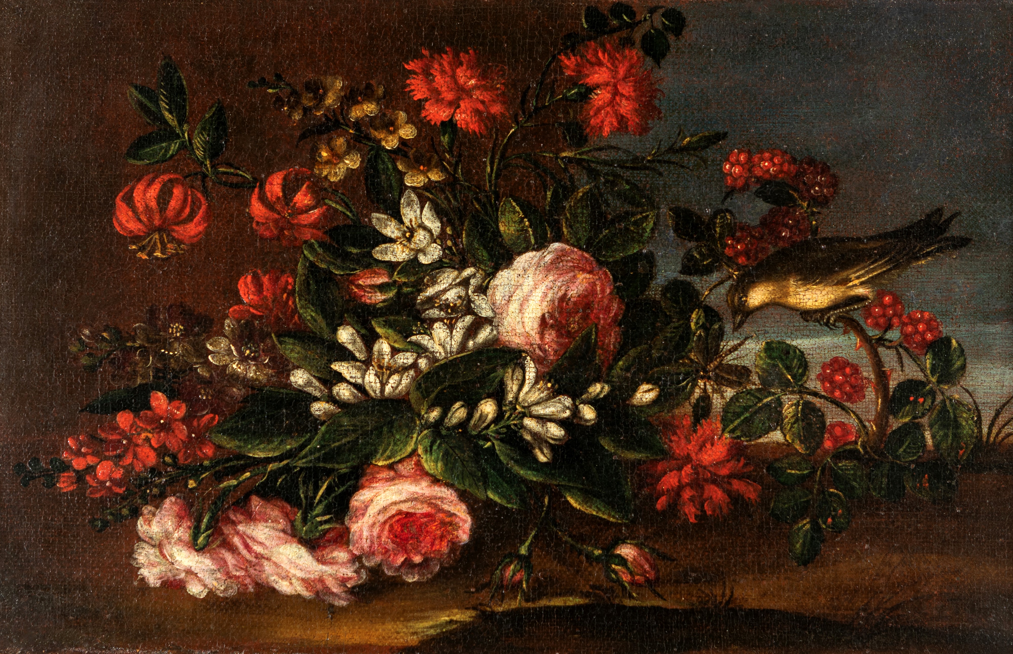 Coppia di dipinti: Natura morta con fiori