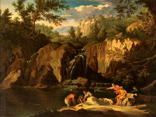 Jean-Baptiste Lallemand (attribuito) - Paesaggio con personaggi