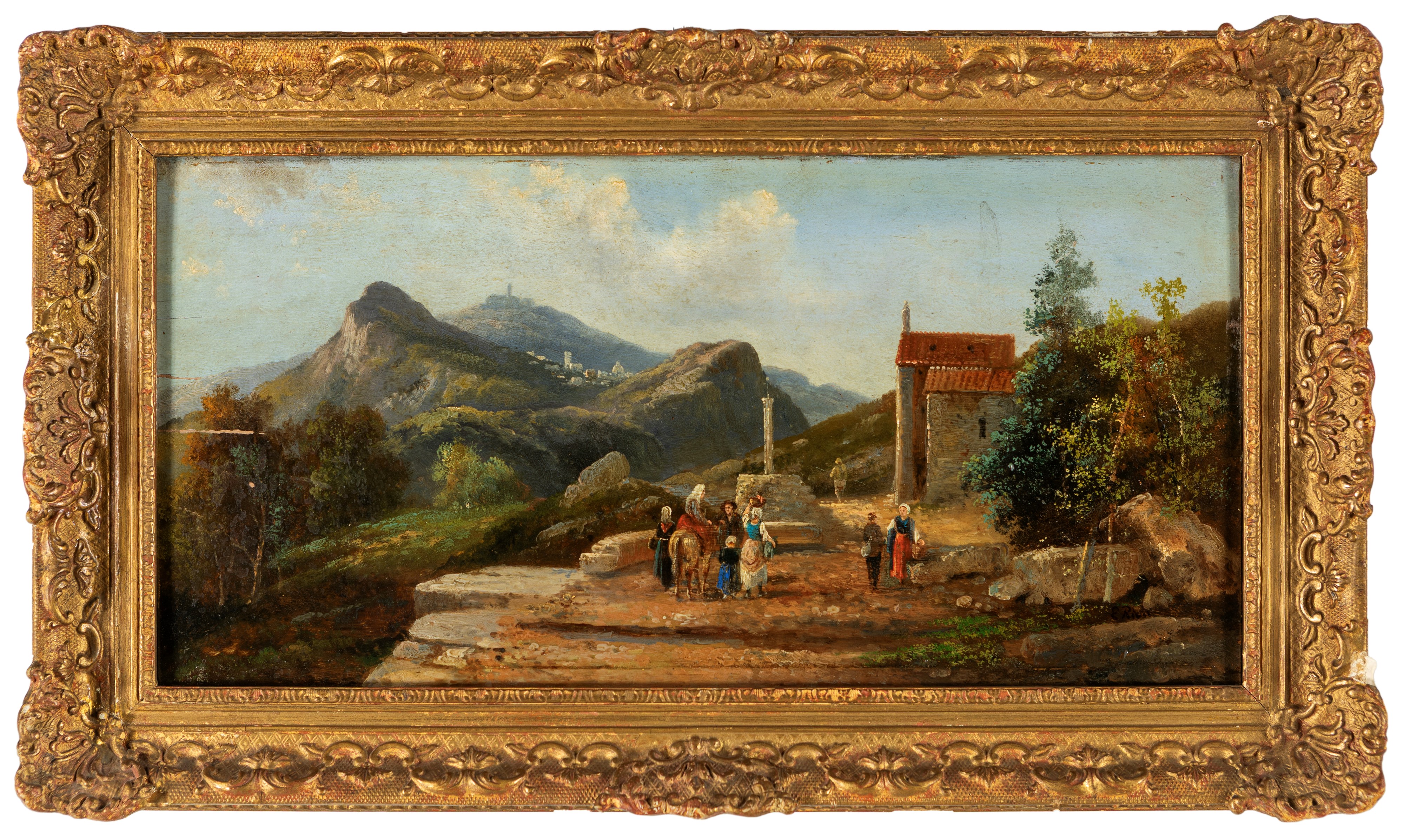 Scuola Romana del XIX Secolo - Paesaggio con montagne