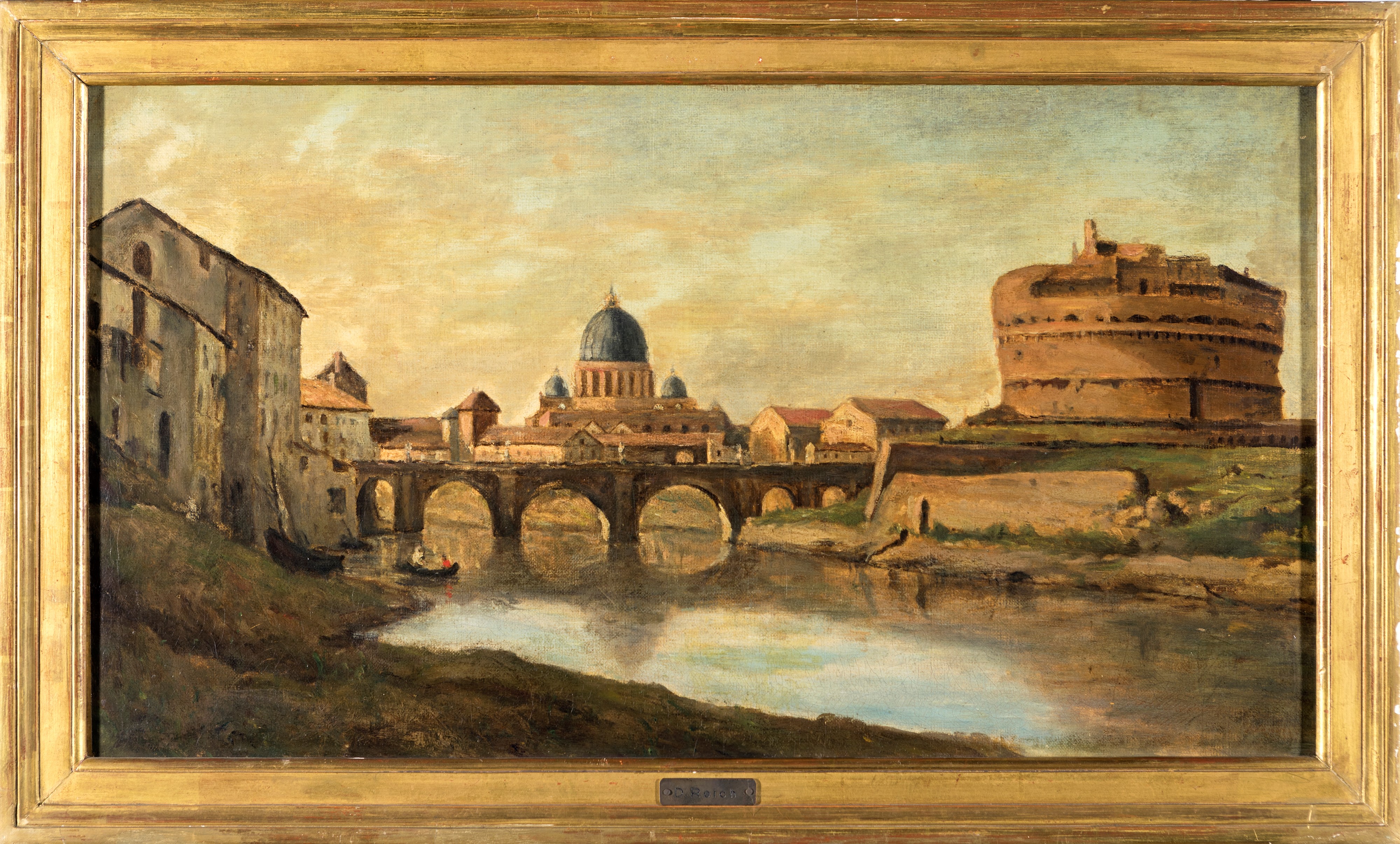 Scuola Europea Prima Metà del XIX Secolo - Veduta di Roma con Castel Sant’angelo e San Pietro