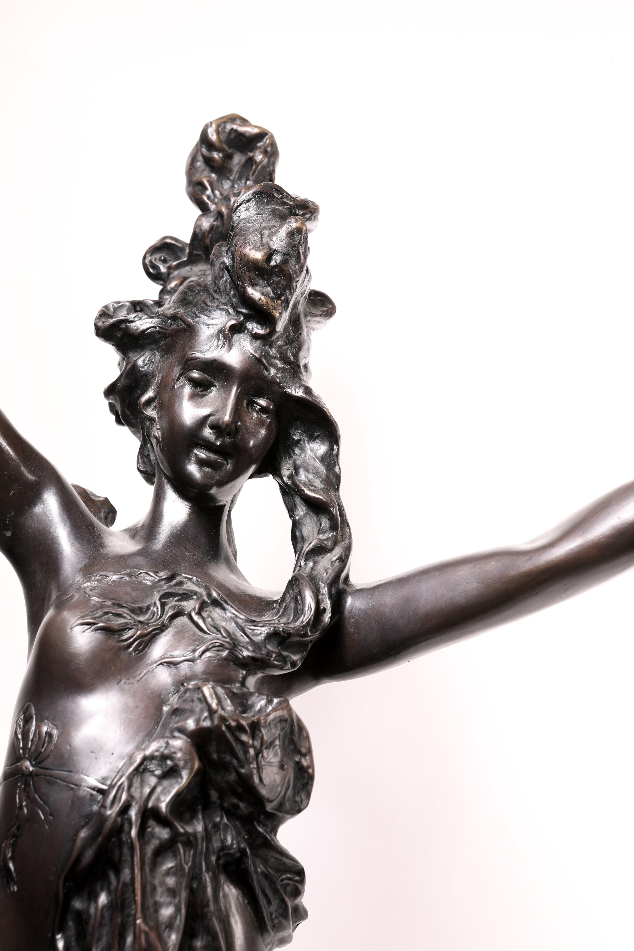 Fonderia Francese, Inizi del XX Secolo - Fonderia francese, Figura femminile con fiaccole in lega...