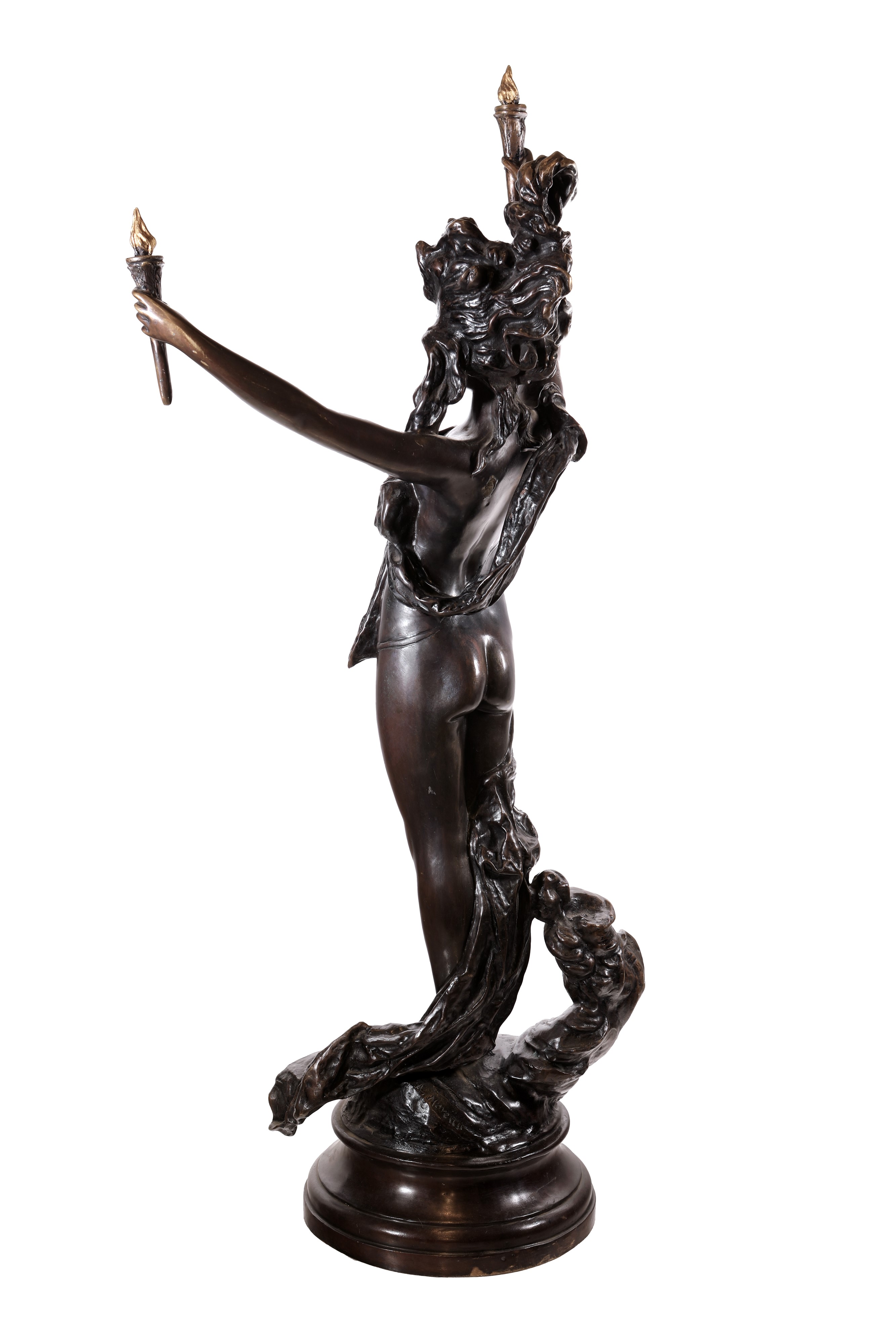 Fonderia Francese, Inizi del XX Secolo - Fonderia francese, Figura femminile con fiaccole in lega...