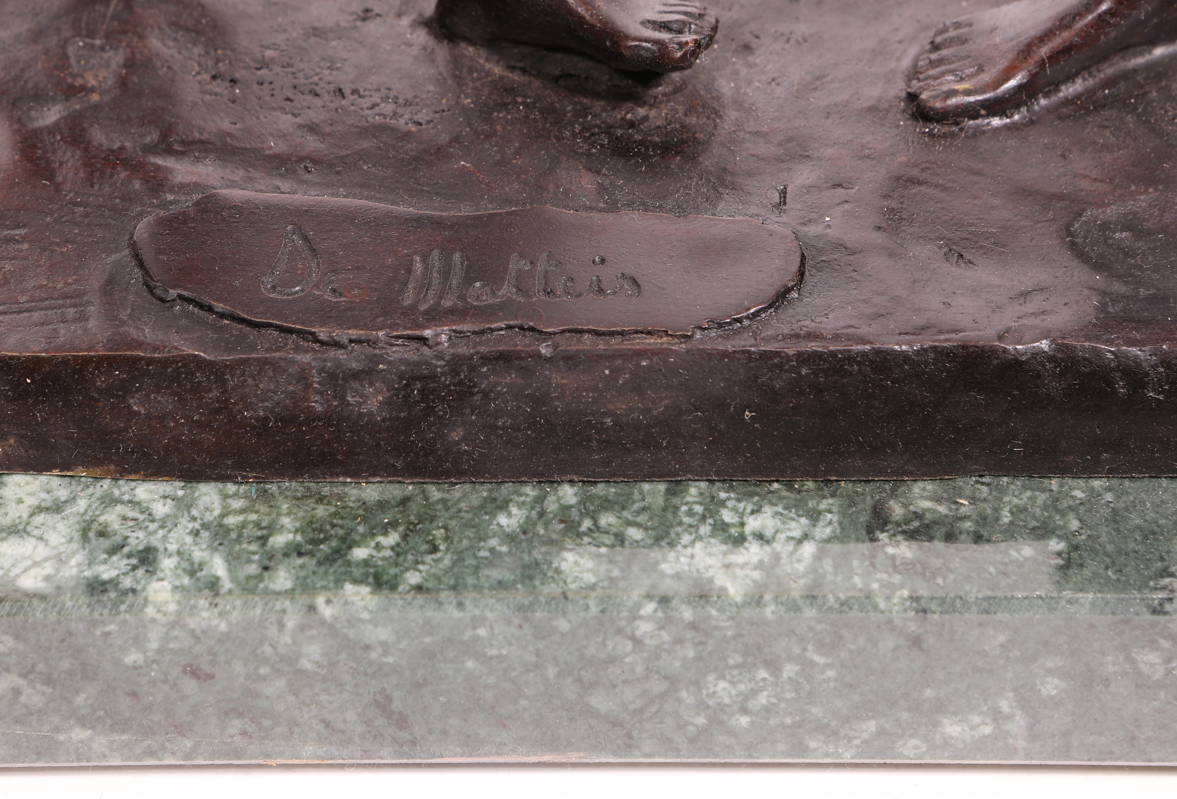 Fonderia Napoletana del XX Secolo - Festa a Piedigrotta - Gruppo in bronzo su base marmo verde