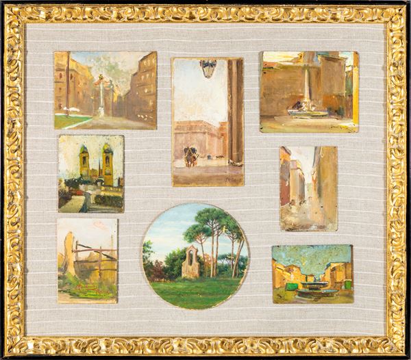 Otto piccoli dipinti in un'unica cornice