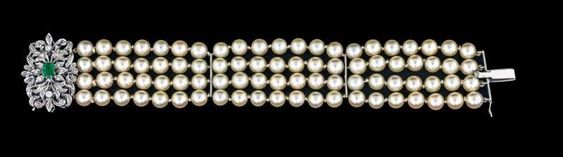 Bracciale con 4 Fili di Perle Coltivate Giapponesi