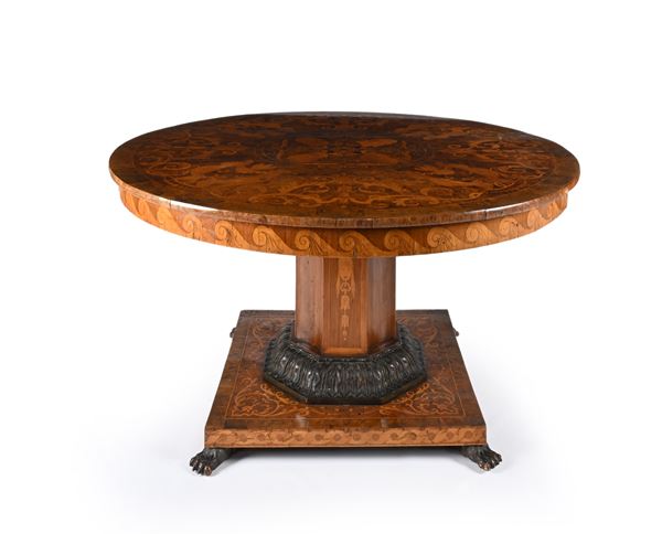 Tavolo tondo in ciliegio d'epoca Carlo X, Italia centrale, 1830 ca.