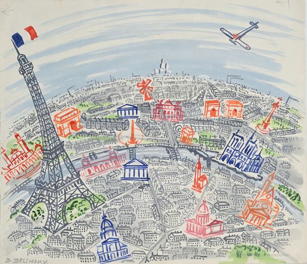 Boris Bilinsky - Parigi - Illustrazione per lo spettacolo Col Cappello sulle ventitrè, di Riccardo Morbelli