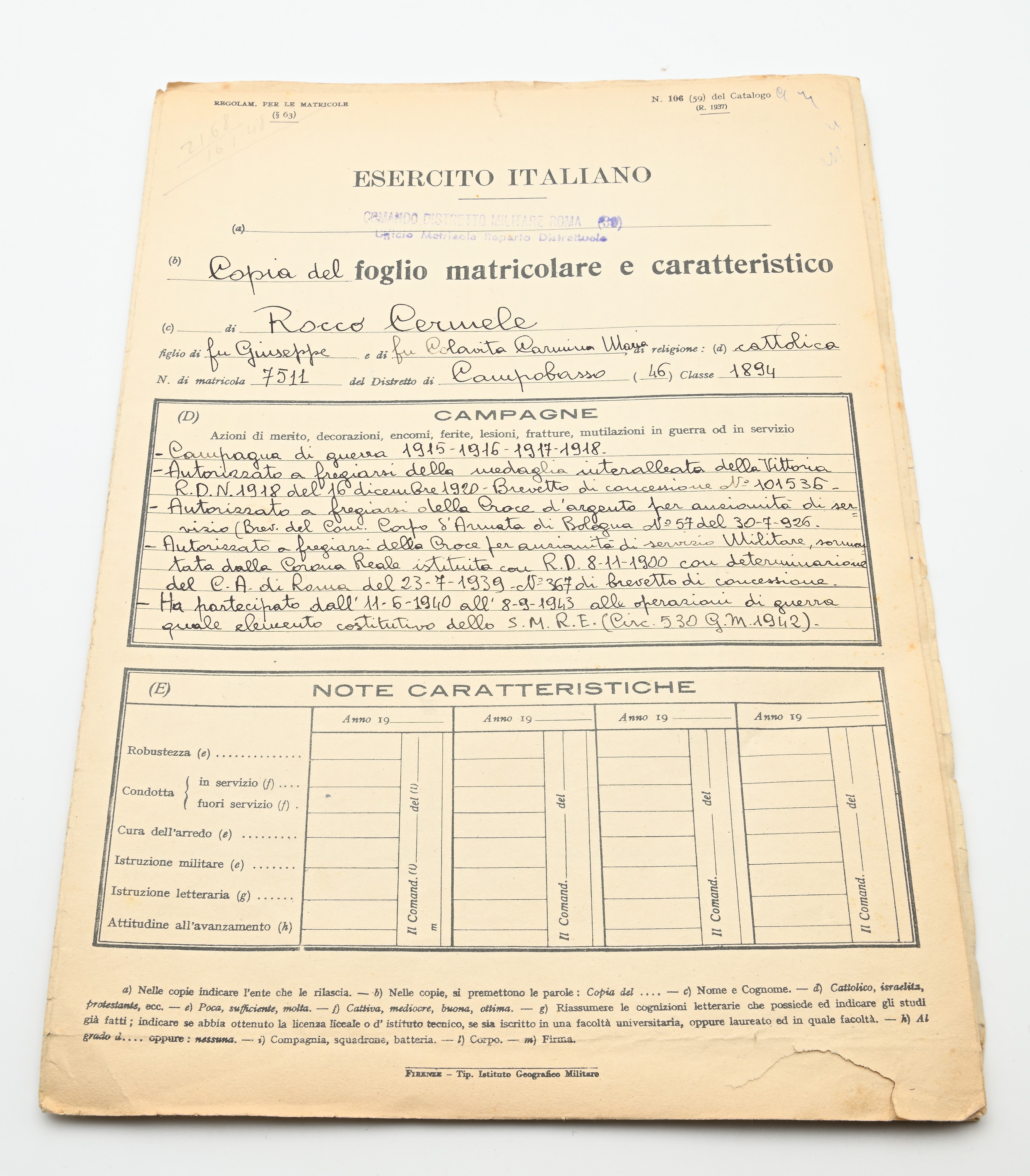 3 Medaglie in Bronzo della Prima Guerra Mondiale con Nastrini Originali e Medaglia (croce D'argen...