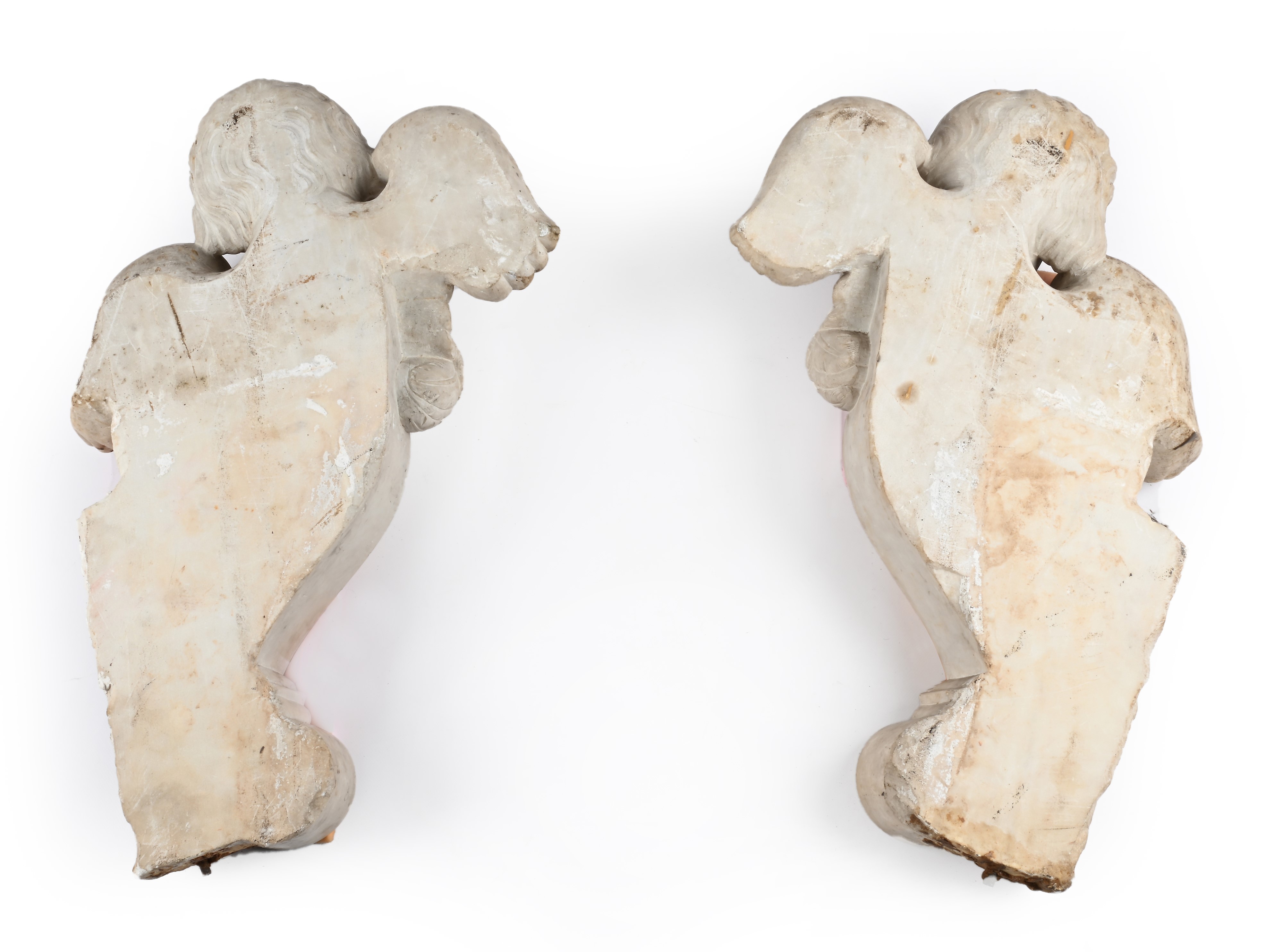 Coppia di Cherubini in Marmo Bianco, XVIII Secolo
