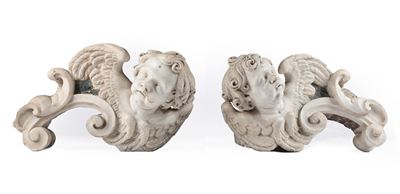 Coppia di Cherubini in Marmo Bianco, XVIII Secolo