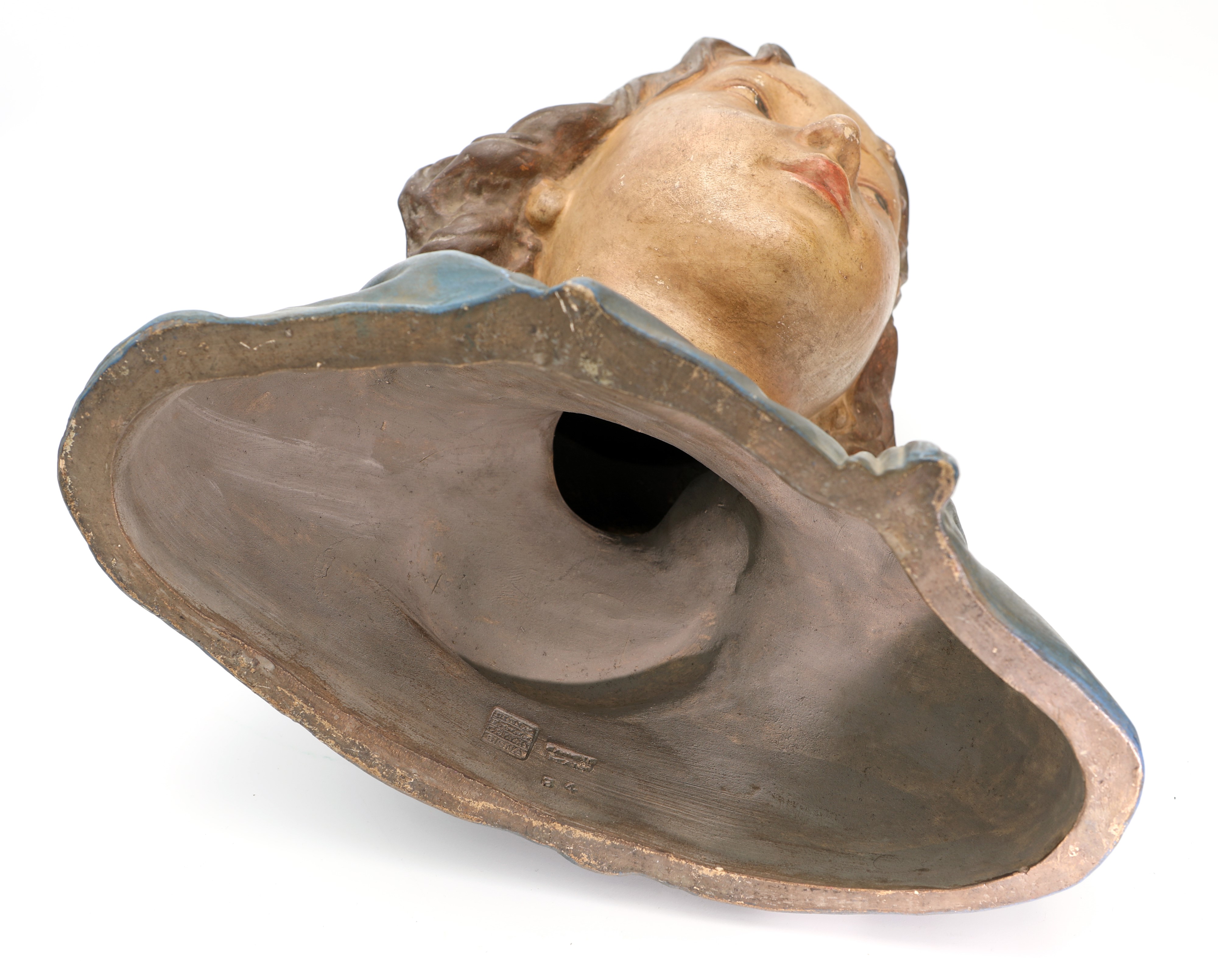 Busto di bambino rinascimentale in terracotta policroma, inizi del XX secolo