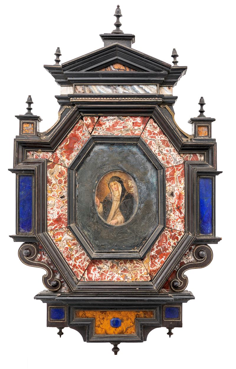 Altarolo in Legno Ebanizzato, Diaspri e Marmi Policromi, Stato Pontificio, XVII Secolo