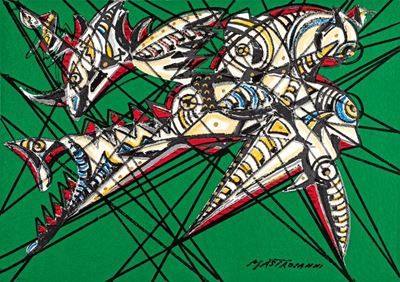 Composizione, Litografia con Ritocco a Mano, 49x70 CM, Firmata e Numerata "mastroianni 83/100