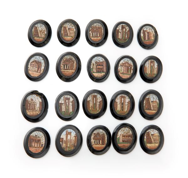 Gruppo di 20 micromosaici romani antichi