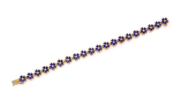 Bracciale in oro, smalti e brillanti