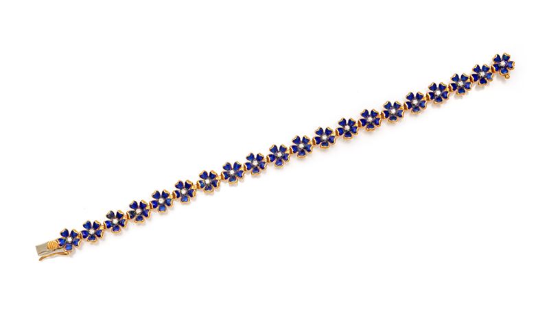 Bracciale in Oro, Smalti e Brillanti