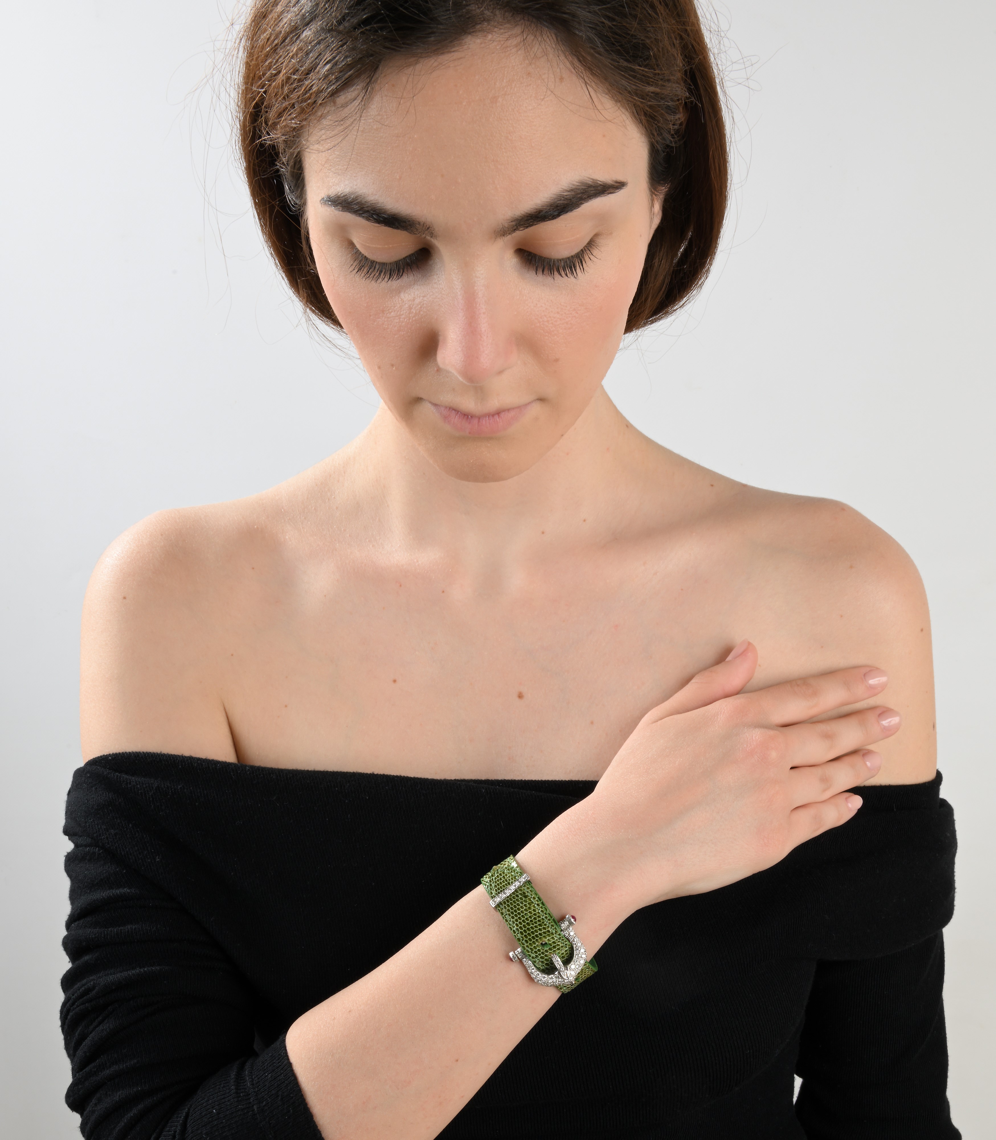 Bracciale con Fibbia in Oro, Brillanti e Rubini