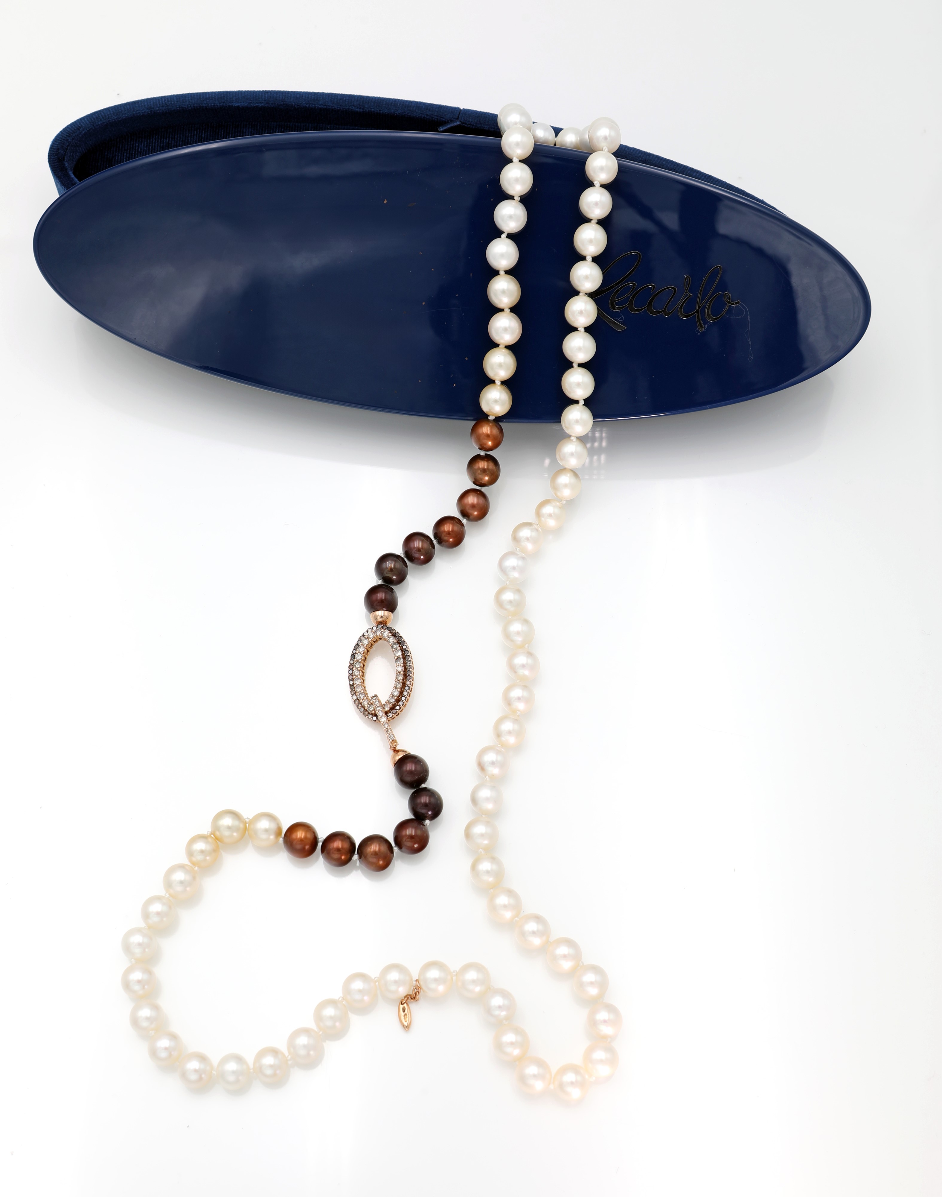 Recarlo, Collana di Perle, Oro e Brillanti Fancy