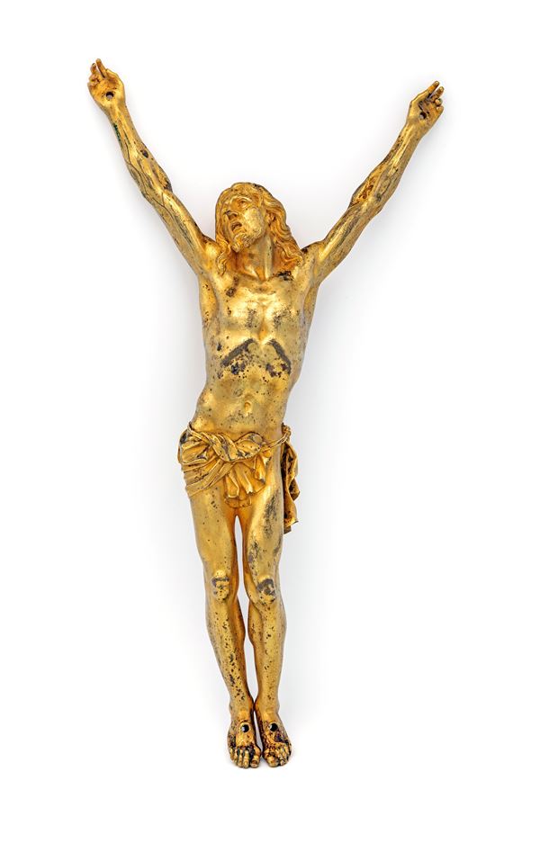 Cristo crocifisso in bronzo fuso, cesellato e dorato, Roma, fine XVII/inizi XVIII secolo