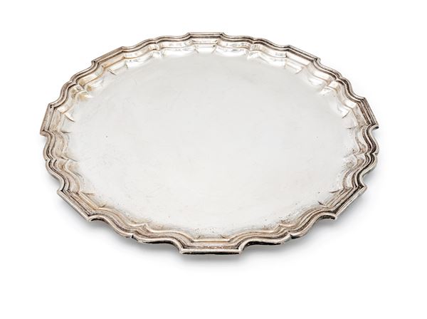 Vassoio circolare in argento 800/000