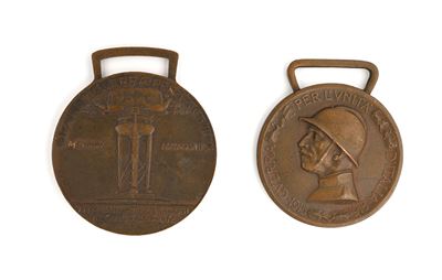 2 Medaglie in Bronzo della Prima Guerra Mondiale. Vittorio Emanuele III. 1) Guerra per L'unità D'...