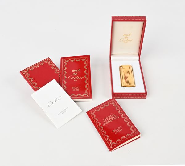Cartier Must de - Accendino in metallo placcato in oro giallo  (1990)  - Asta ASTA A TEMPO - Penne e Accessori da Scrivania - Casa d'Aste Arcadia