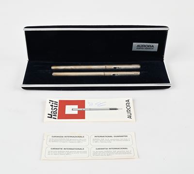 Aurora Hastil, Penna stilografica e penna a sfera con meccanismo a rotazione in argento 925/000