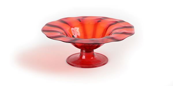 Vittorio Zecchin - Alzatina in vetro rosso di Murano