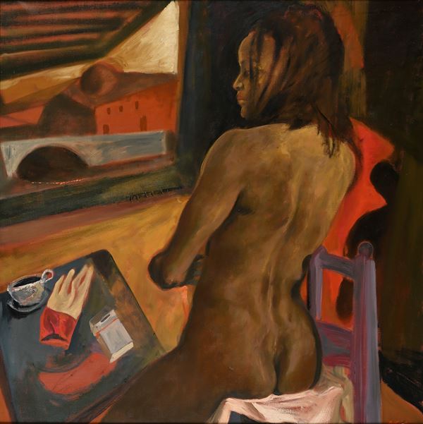 Ugo Attardi - Nudo con paesaggio