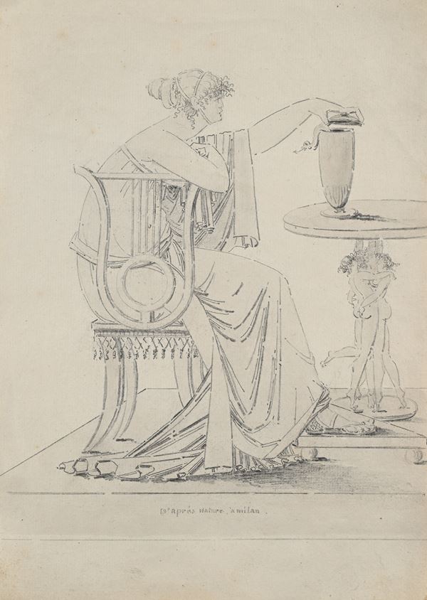 Studio di donna abbigliata all'antica