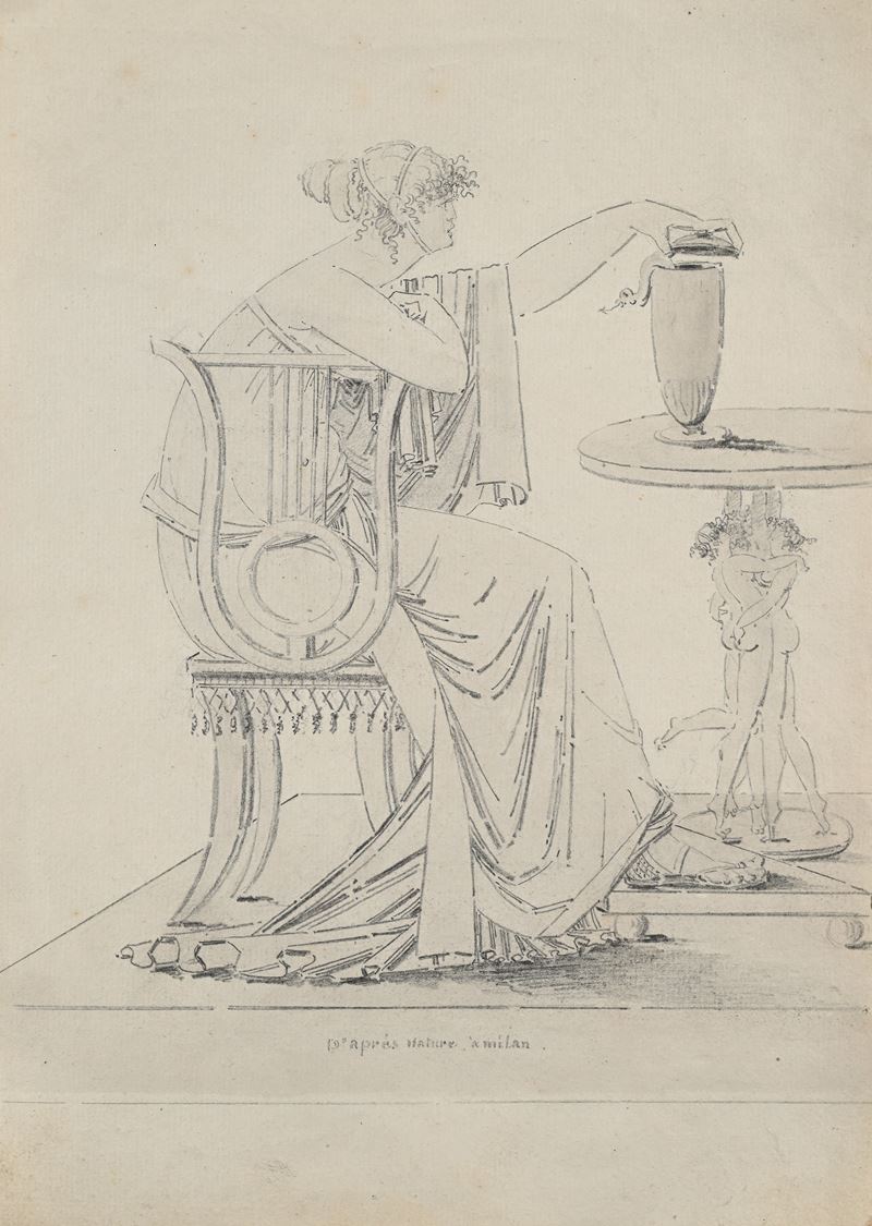 Scuola Neoclassica del XVIII Secolo - Studio di Donna Abbigliata All'antica