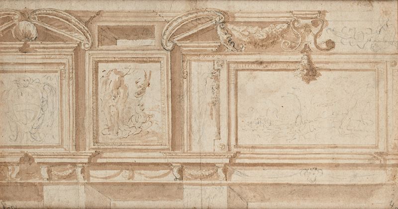 Scuola Romana della Fine del XVI - Studio per Fregio di un Palazzo